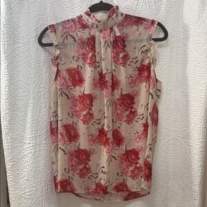 Source Unknown Floral Blouse - Red and Pink